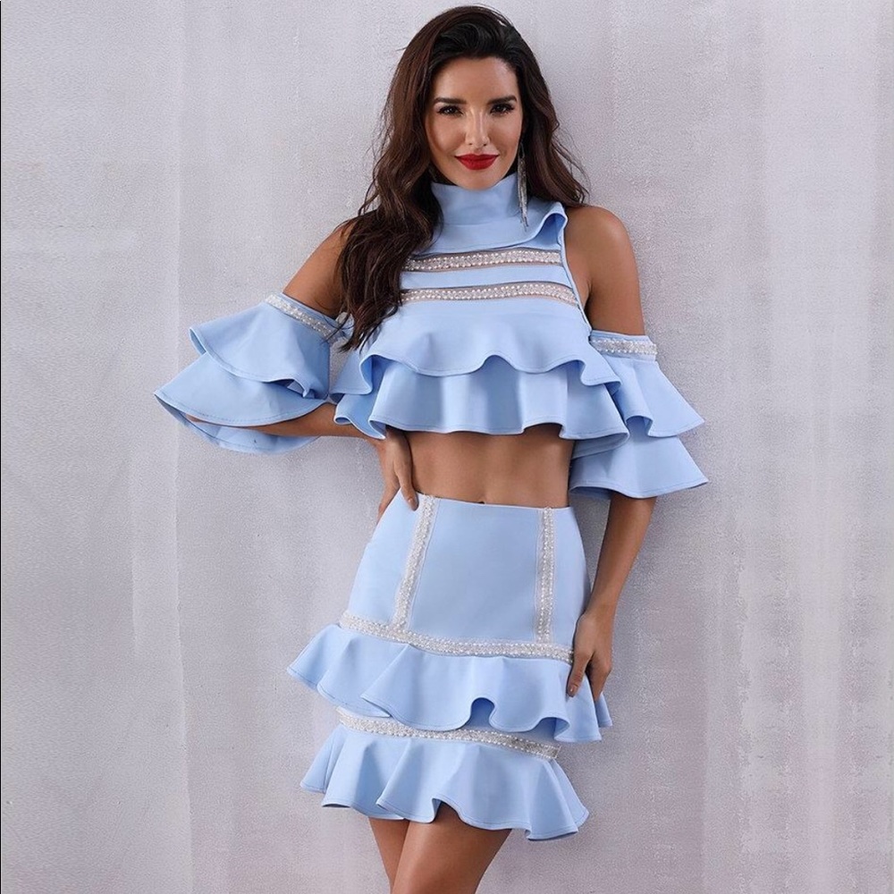 BABY BLUE BRAND NEW SKIRT SET, with tags